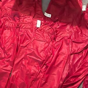 Vibrant Red Satin Pants